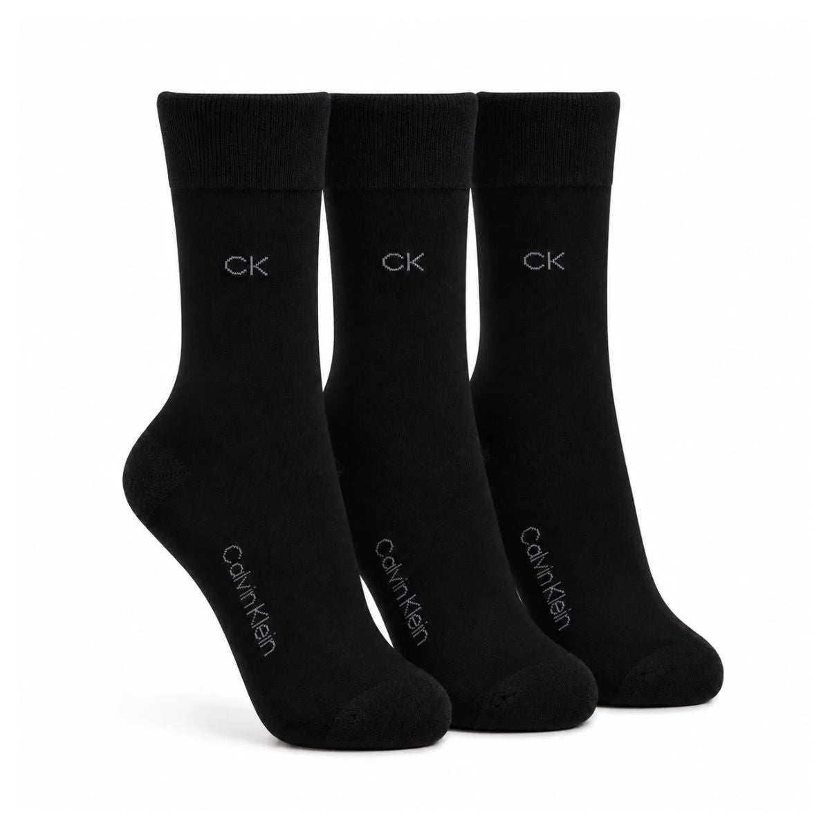 Calvin Klein 3-Pack Soft Cotton Stretch Crew Socks C227 - BLK - Black / 3 Pairs