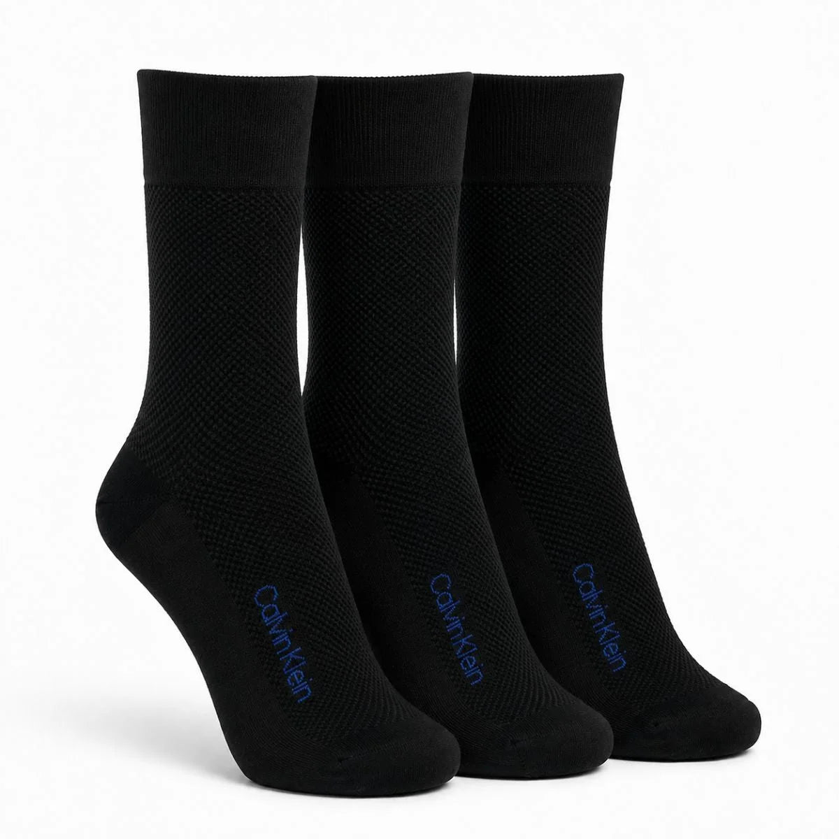 Calvin Klein 3-Pack Soft Cotton Stretch Crew Socks C228 - BLK - Black / 3 Pairs