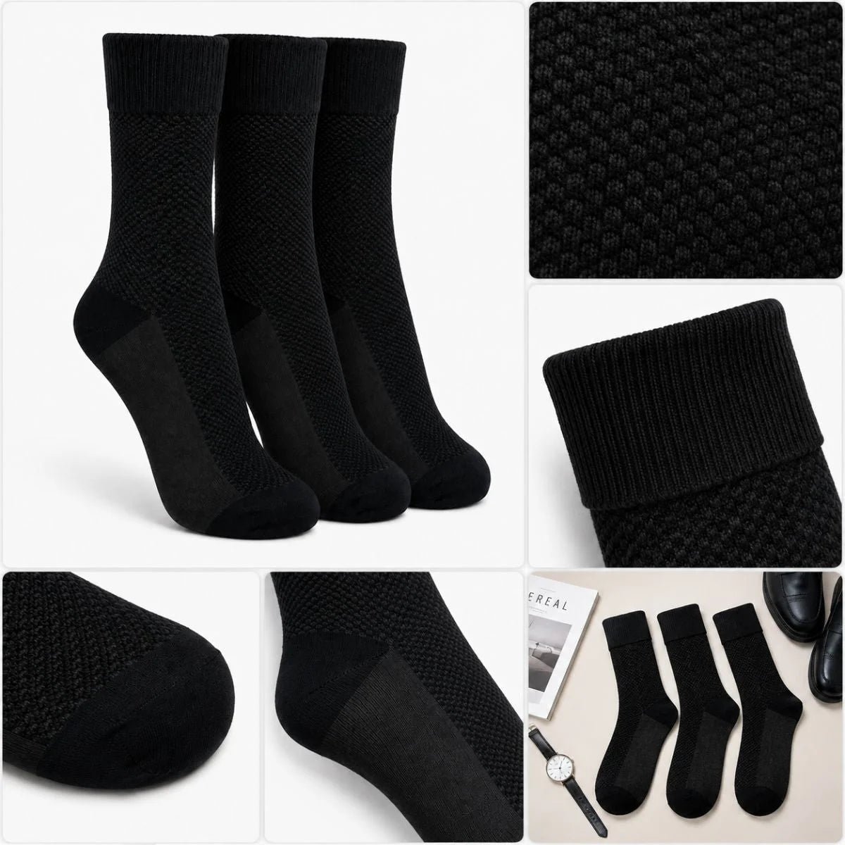 Calvin Klein 3-Pack Soft Cotton Stretch Crew Socks C228 - BLK - Black / 3 Pairs