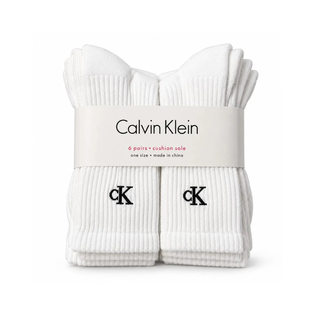 Calvin Klein 6-Pack Monogram Cushion Crew Socks Men