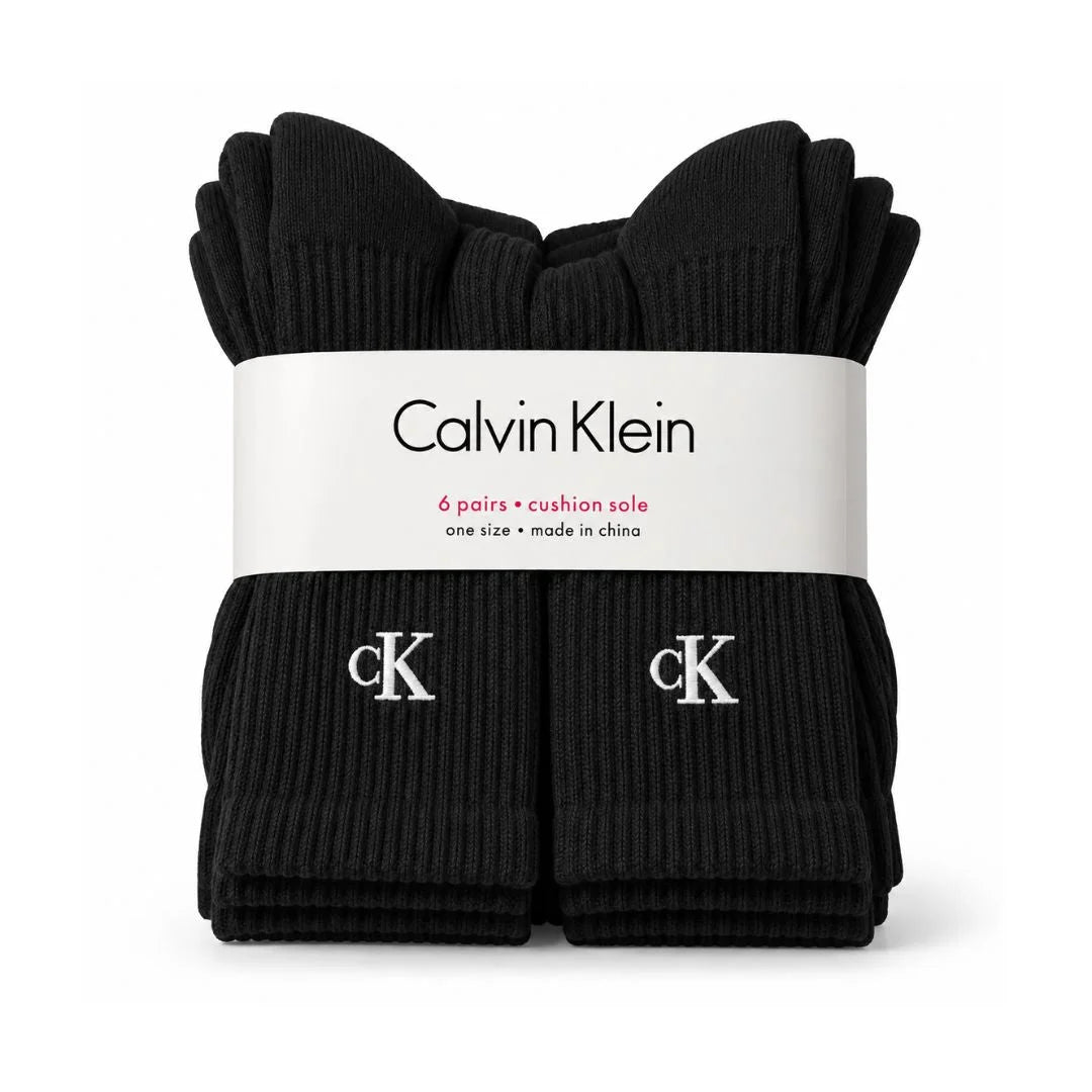 Calvin Klein 6-Pack Monogram Cushion Crew Socks Men