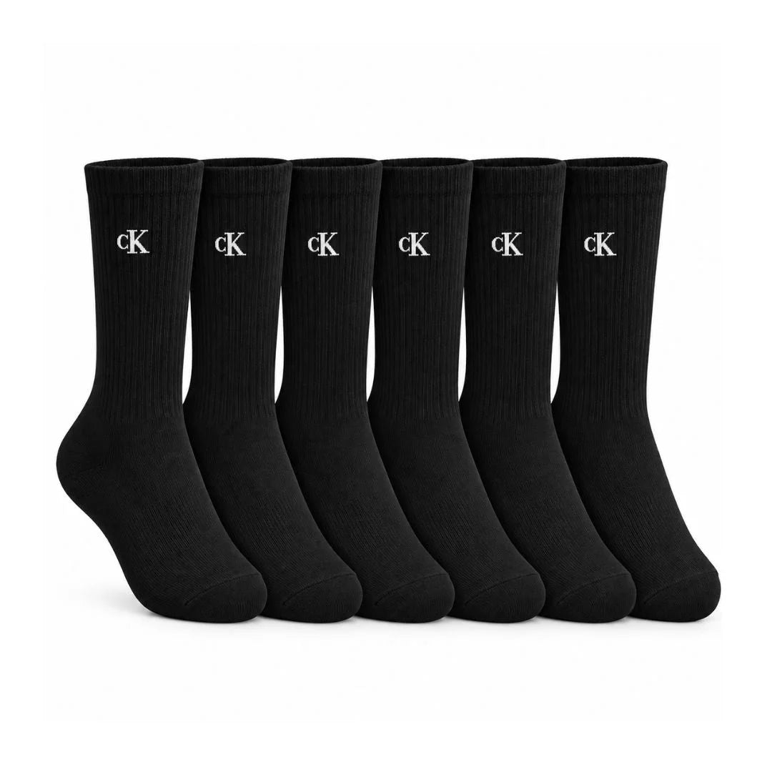 Calvin Klein 6-Pack Monogram Cushion Crew Socks Men - Black / 6 Pairs