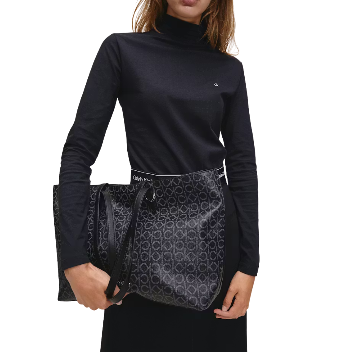 Calvin Klein All-Over Monogram Tote Bag Women - COL - Coal
