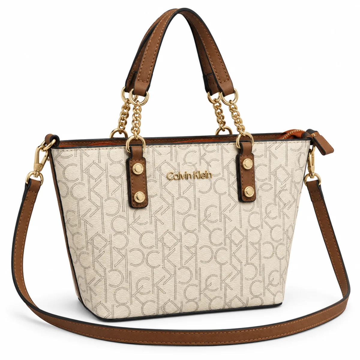 Calvin Klein Beige Monogram Tote Handbag Women - OFFWHT - Off White