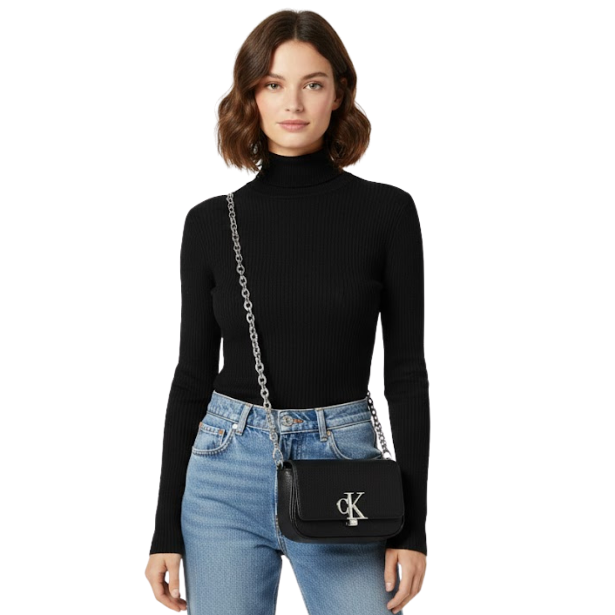 Calvin Klein Chain Shoulder Bag Women - BLK - Black
