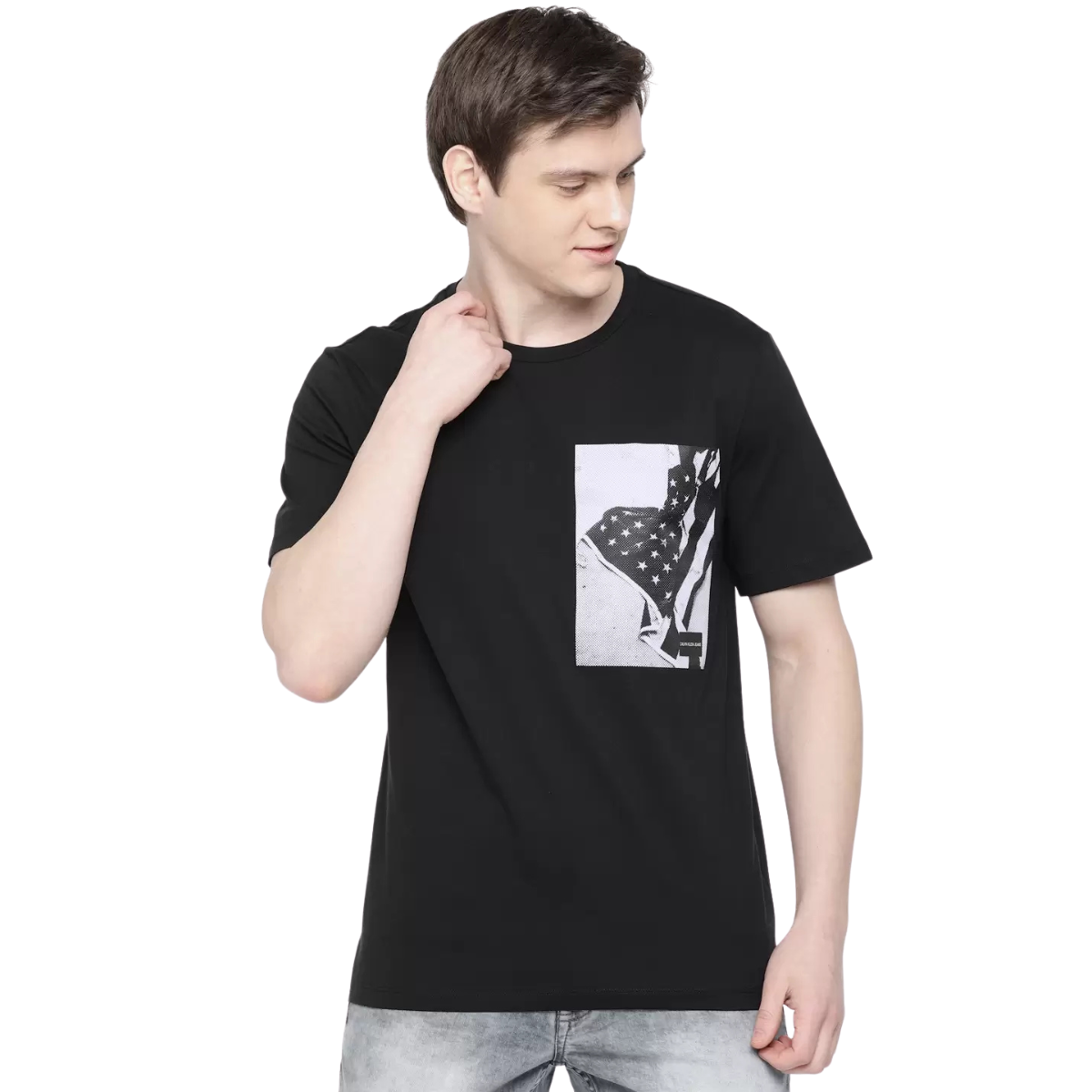 Calvin Klein CHEST FLAG SATIN BOX T-Shirt - Black / XS