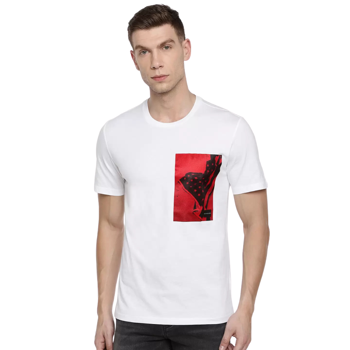 Calvin Klein CHEST FLAG SATIN BOX T-Shirt - White / XS