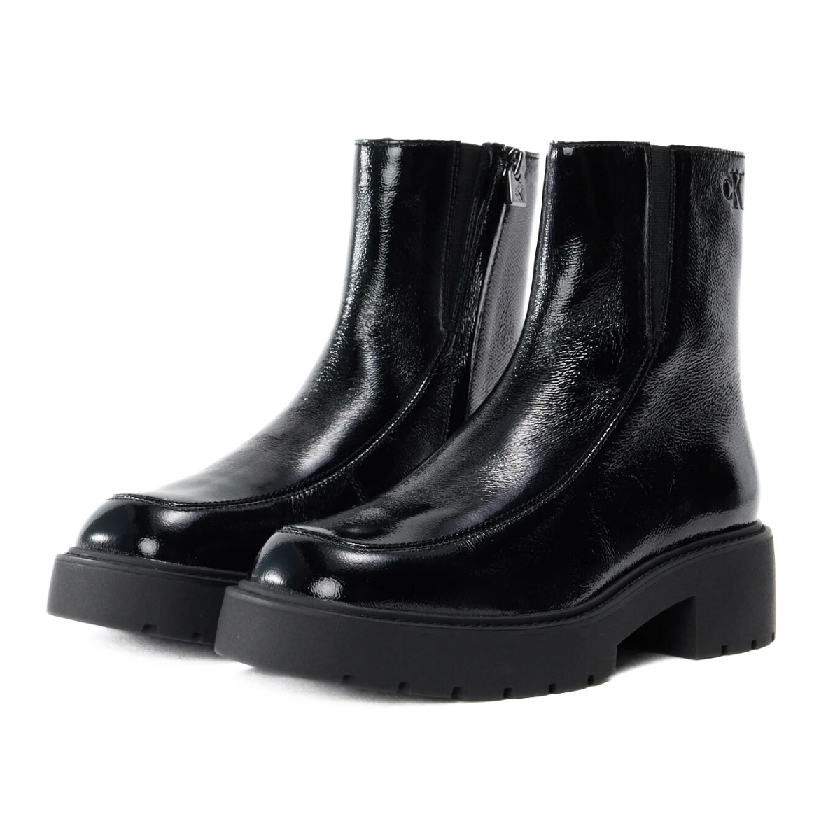 Calvin Klein chunky leather ankle boot zipper - BLK - Black / 37