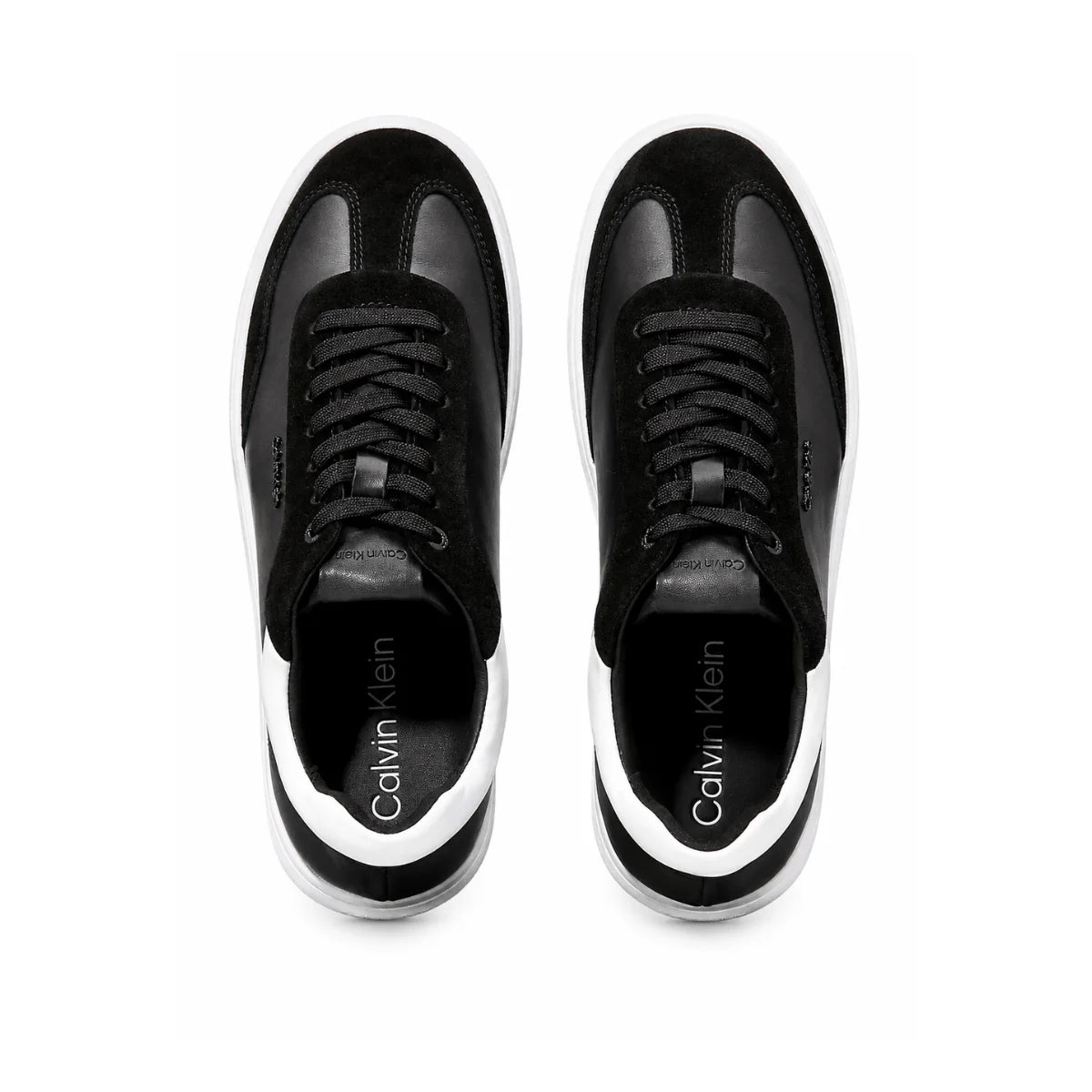 Calvin Klein Cupsole Lace Up Leather Sneakers Women HW0HW02435 - BLKWHT