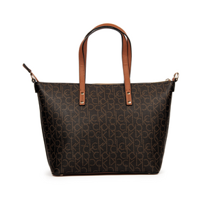 Calvin Klein Dilan Medium Logo Tote Handbag - BRN - Brown