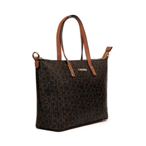 Calvin Klein Dilan Medium Logo Tote Handbag - BRN - Brown