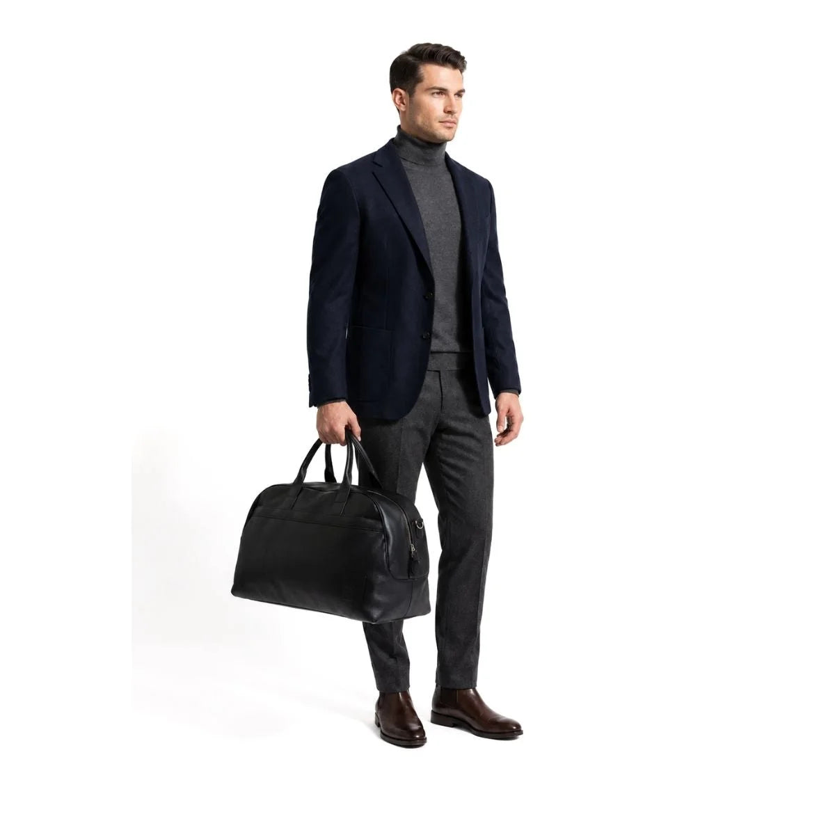 Calvin Klein Duffle Leather Handbag Unisex -BLK - Black