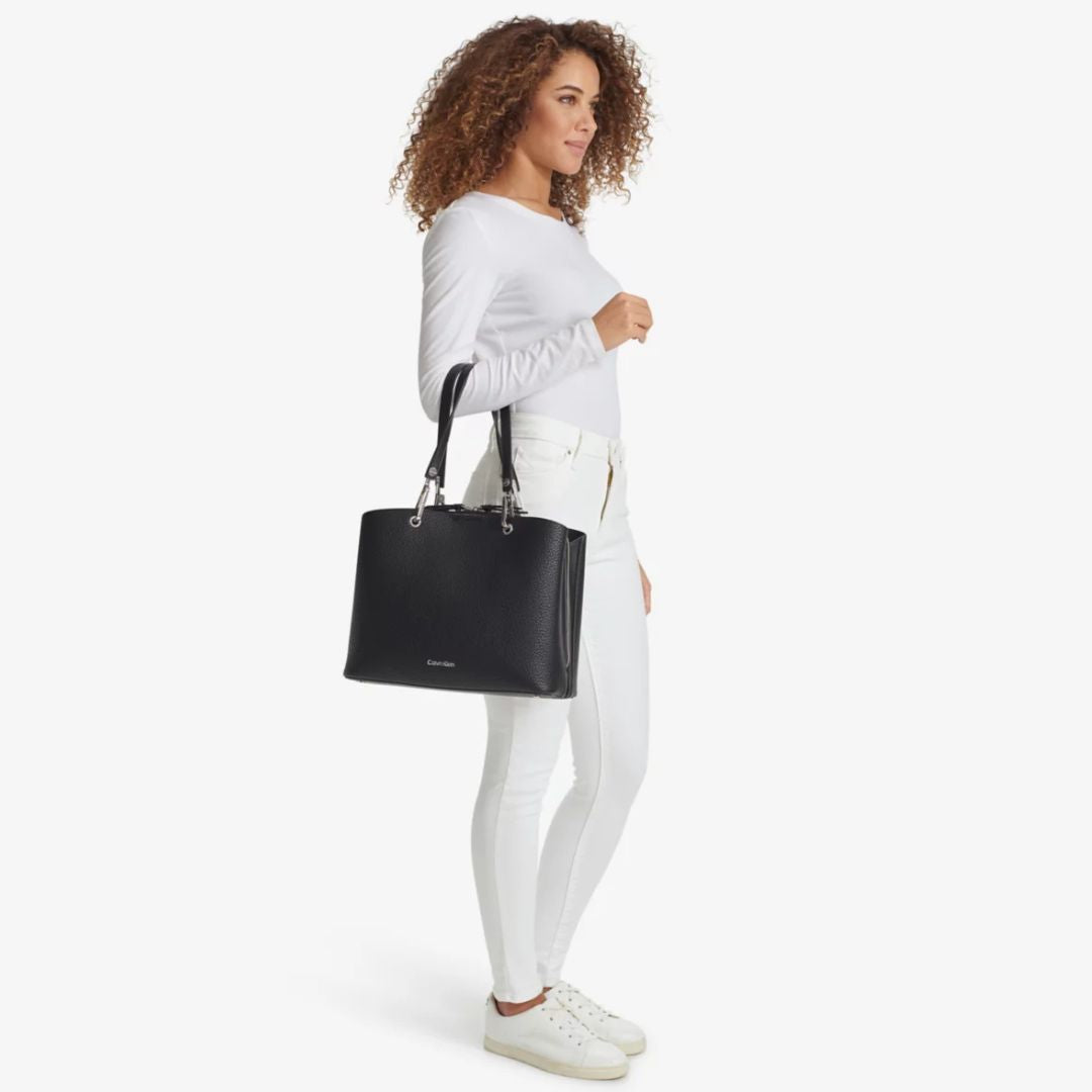 Calvin Klein Garnet Triple Compartment Tote Bag - BLK - Black