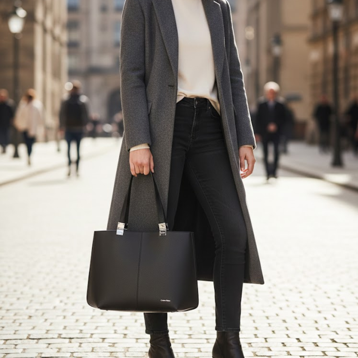 Calvin Klein Granite Geometric Tote Shoulder Bag Women - BLK - Black