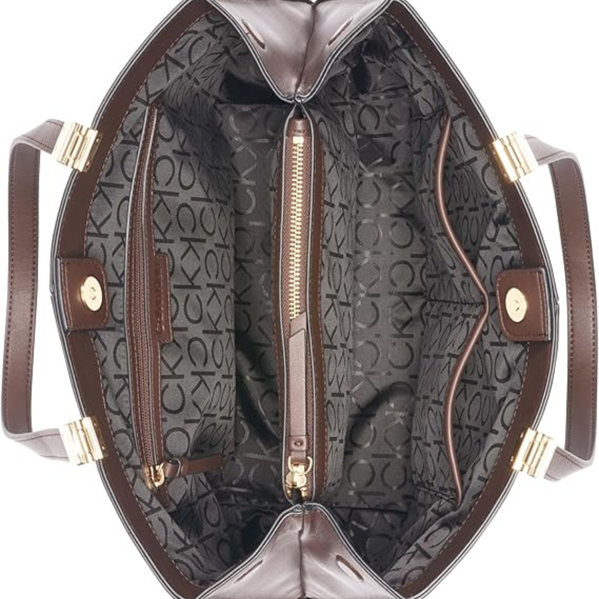 Calvin Klein Granite Geometric Tote Shoulder Bag Women - BRN - Brown
