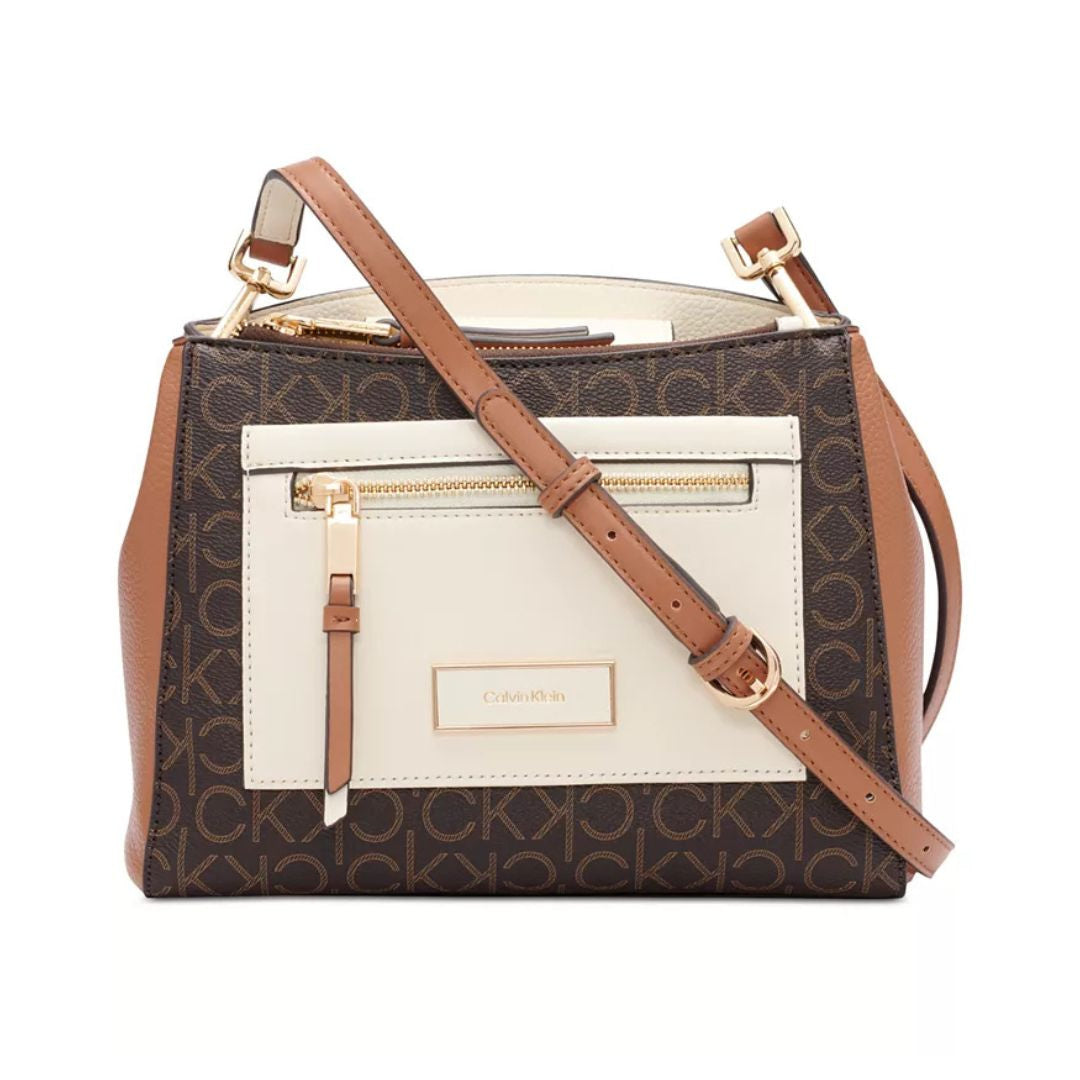 Calvin Klein Hadley Signature Colorblocked Adjustable Crossbody - Brown
