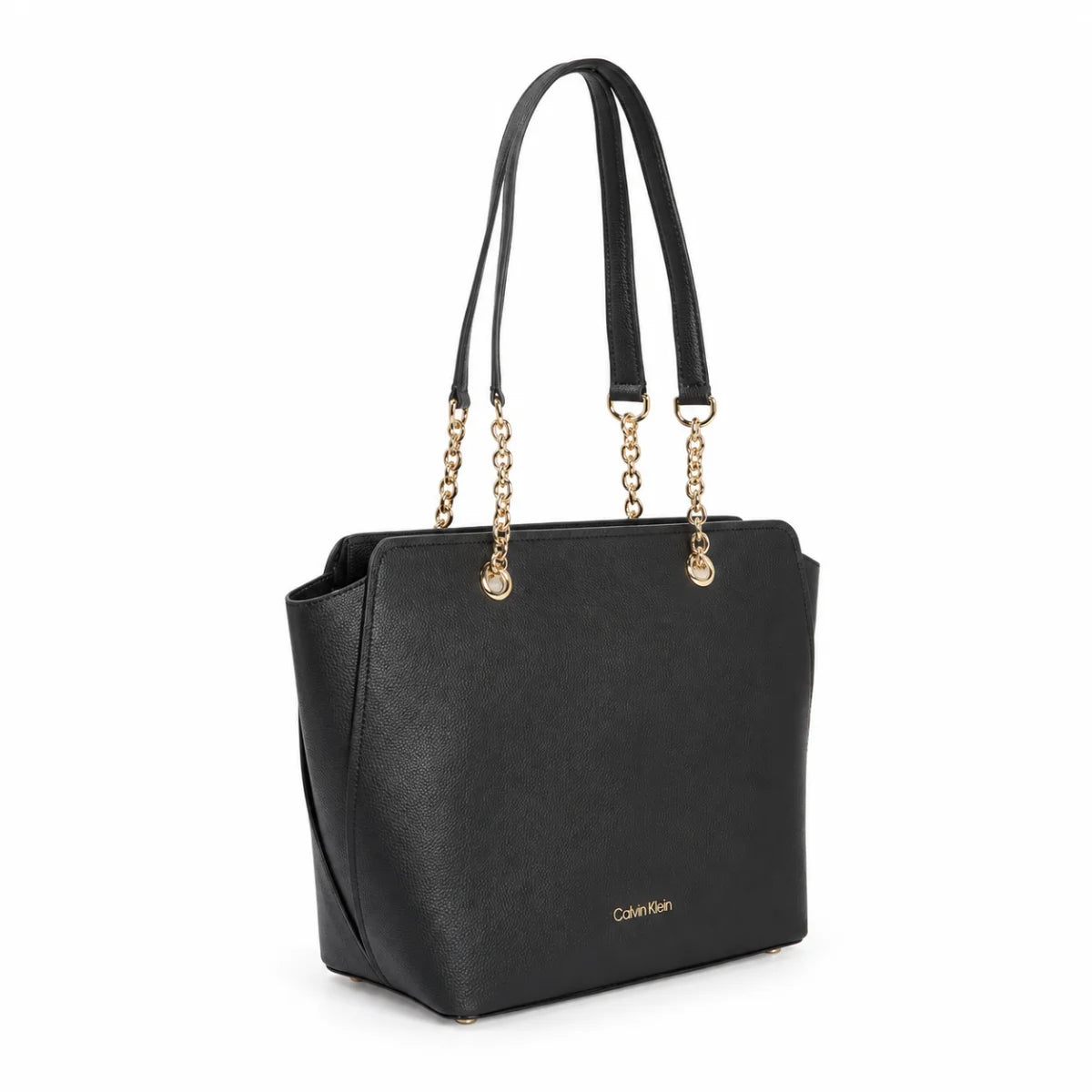 Calvin Klein Hailey Micro Pebble Top Zip Chain Tote Bag - BLK TB96 - Black