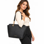 Calvin Klein Hailey Micro Pebble Top Zip Chain Tote Bag - BLK TB96 - Black