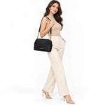 Calvin Klein Hailey Micro Pebble Triple Compartment Chain Crossbody Bag - BLK - Black