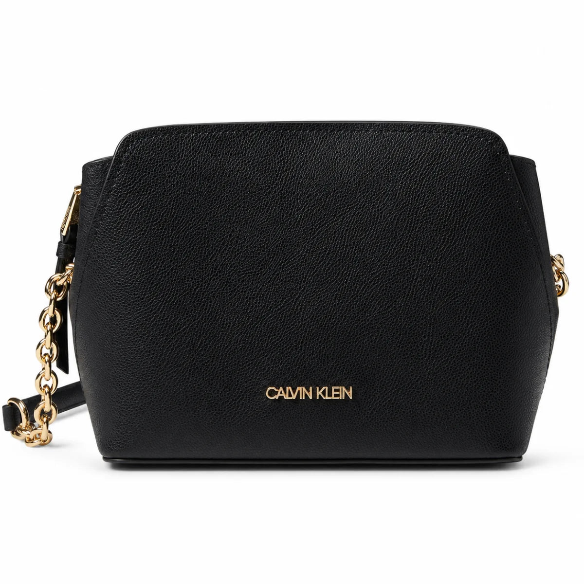 Calvin Klein Hailey Micro Pebble Triple Compartment Chain Crossbody Bag - BLK - Black