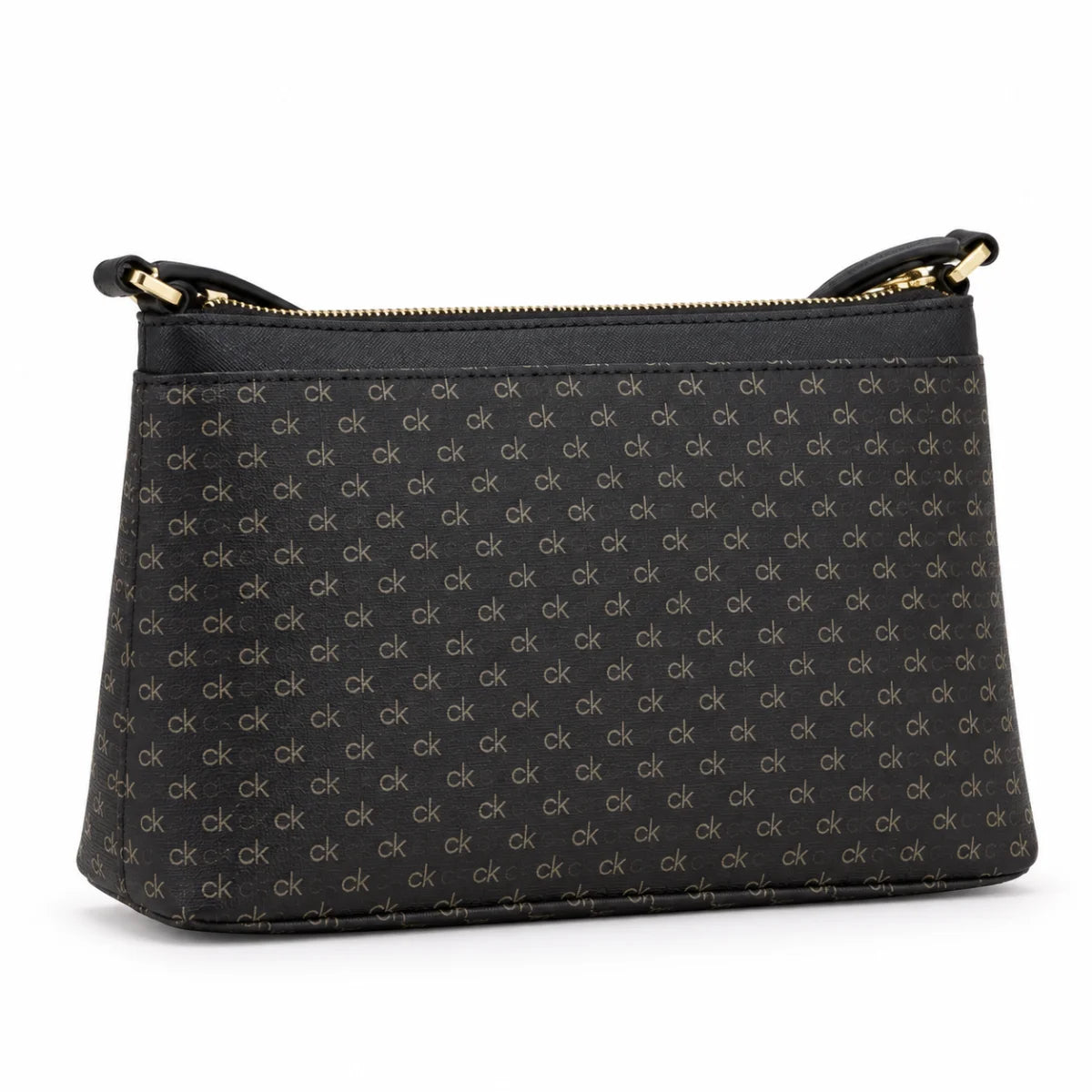 Calvin Klein Hailey Micro Pebble Triple Compartment Chain Crossbody Bag - BLK TB77 - Black