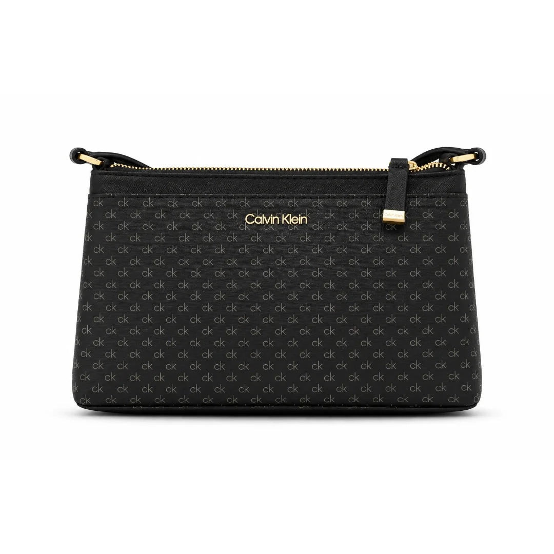 Calvin Klein Hailey Micro Pebble Triple Compartment Chain Crossbody Bag - BLK TB77 - Black