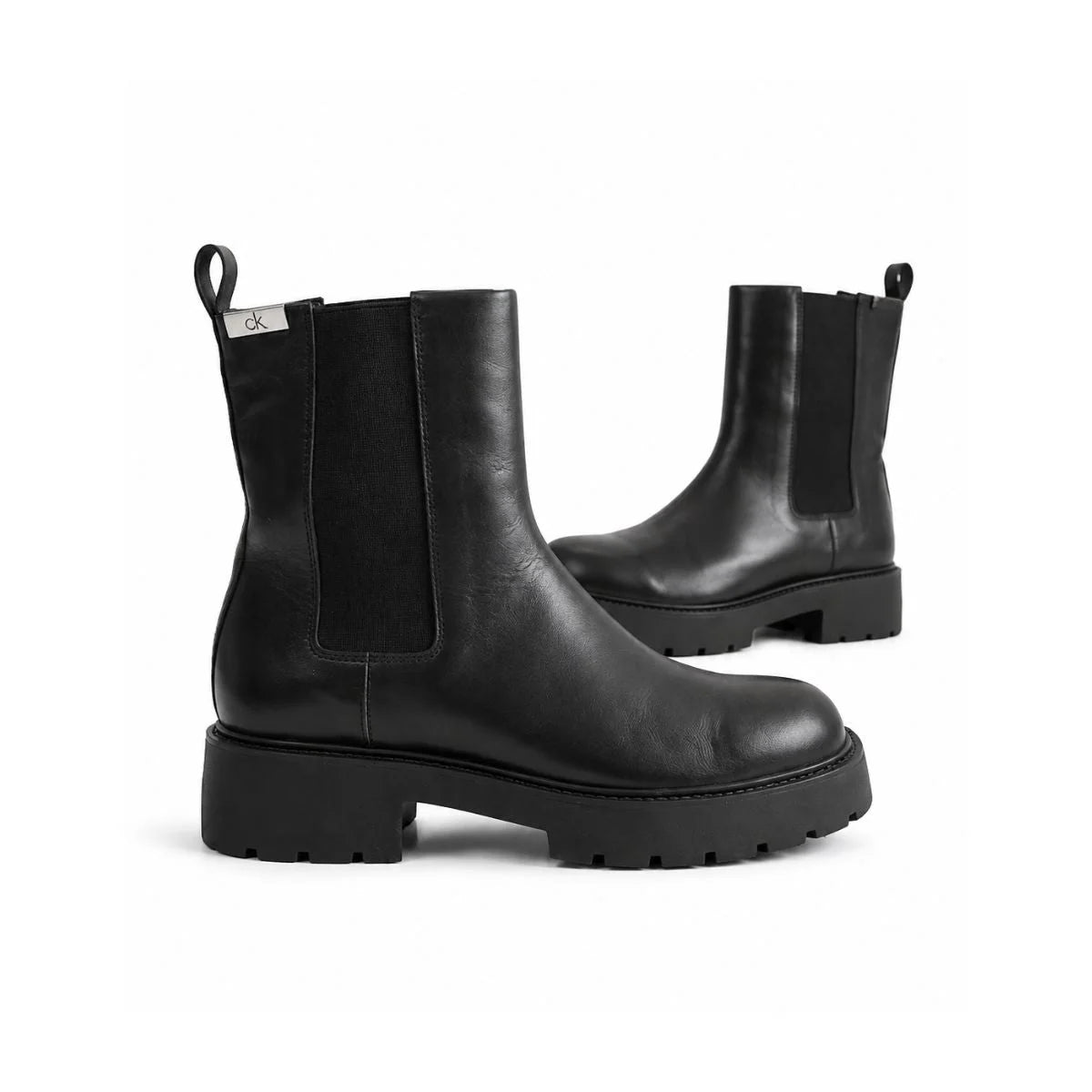 Calvin Klein Heel Leather Boots Women - BLK