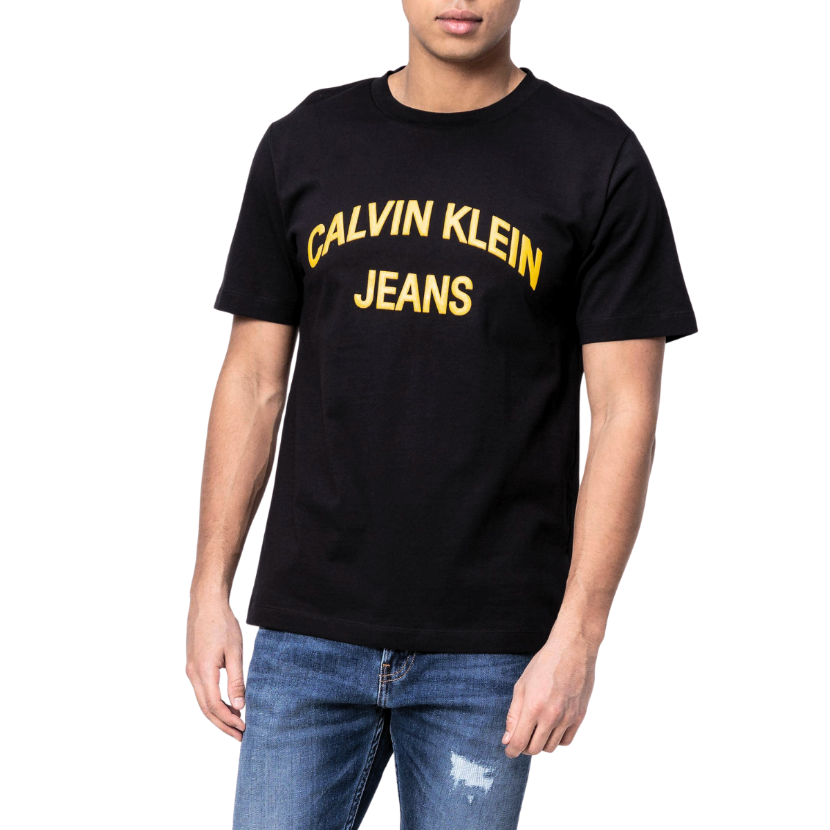 Calvin Klein INSTITUTIONAL CURVED VARSITY T-Shirt - BLK - Black / S