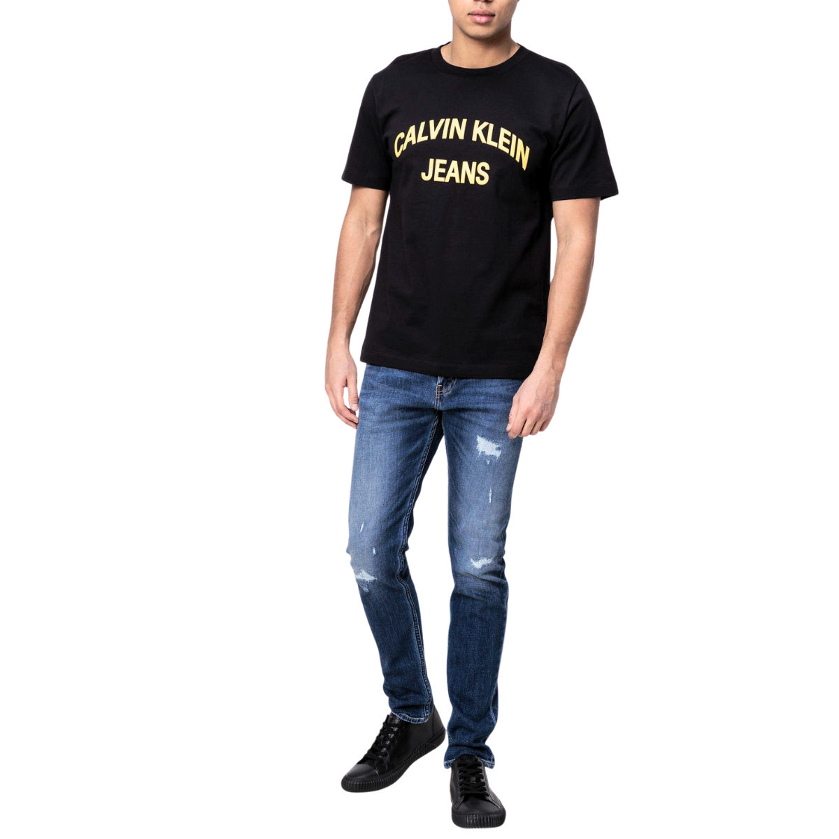 Calvin Klein INSTITUTIONAL CURVED VARSITY T-Shirt - BLK