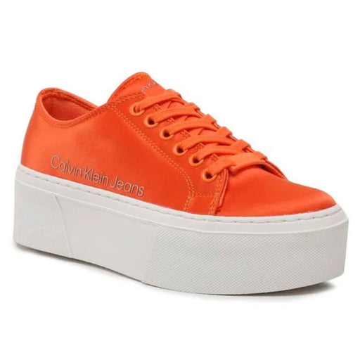 Calvin Klein Jeans Flatform Cupsole Satin Trainers Women YW0YW00917-ORG - 37 / Orange - Shoes