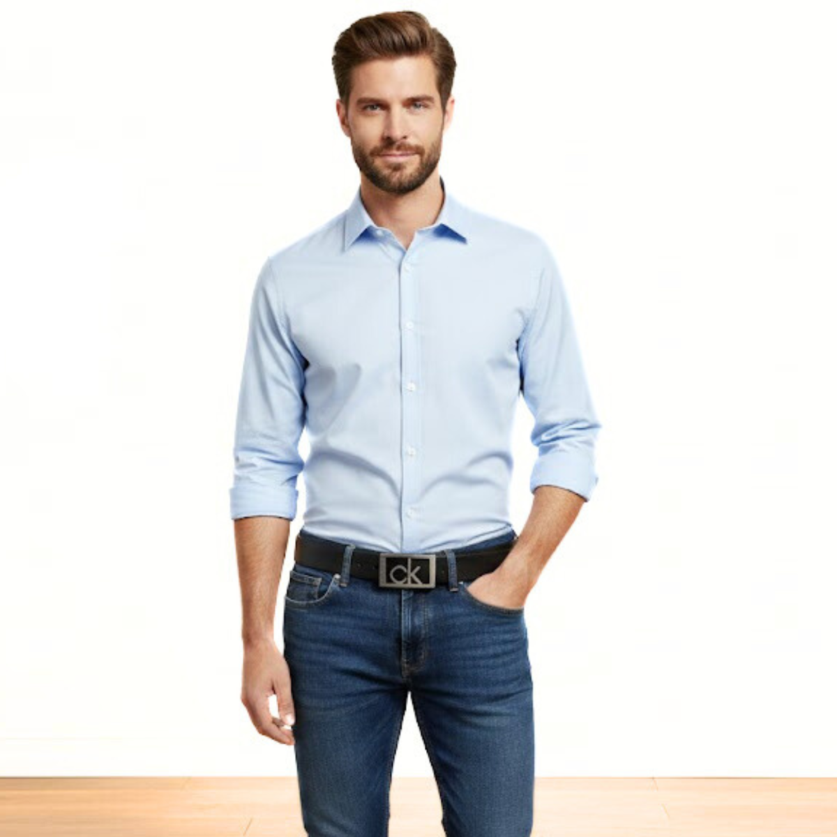 Calvin Klein Jeans Leather Closed Buckle Belt Men - BLK