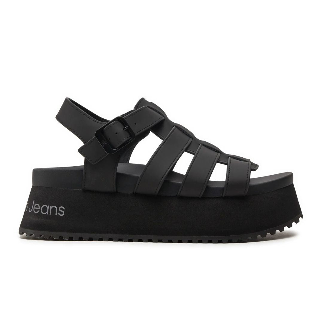 Calvin Klein Jeans Platform Buckle Rubber Mg Mtl Sandals YW0YW01513 - BLK - Black / 36
