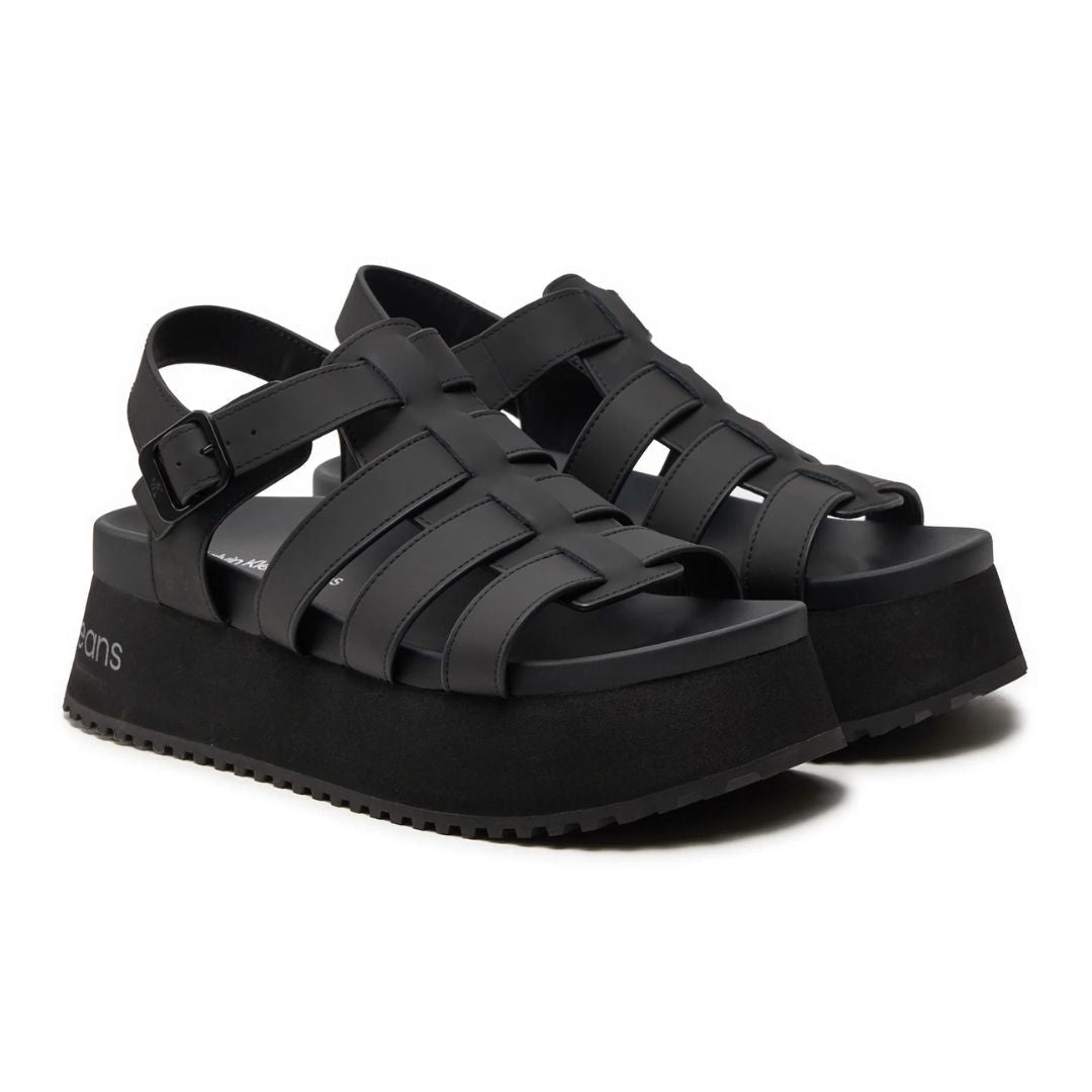 Calvin Klein Jeans Platform Buckle Rubber Mg Mtl Sandals YW0YW01513 - BLK
