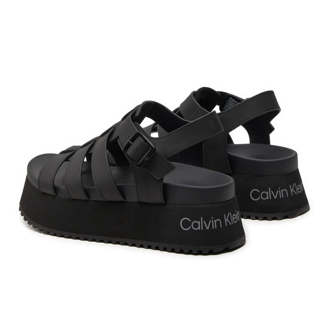 Calvin Klein Jeans Platform Buckle Rubber Mg Mtl Sandals YW0YW01513 - BLK
