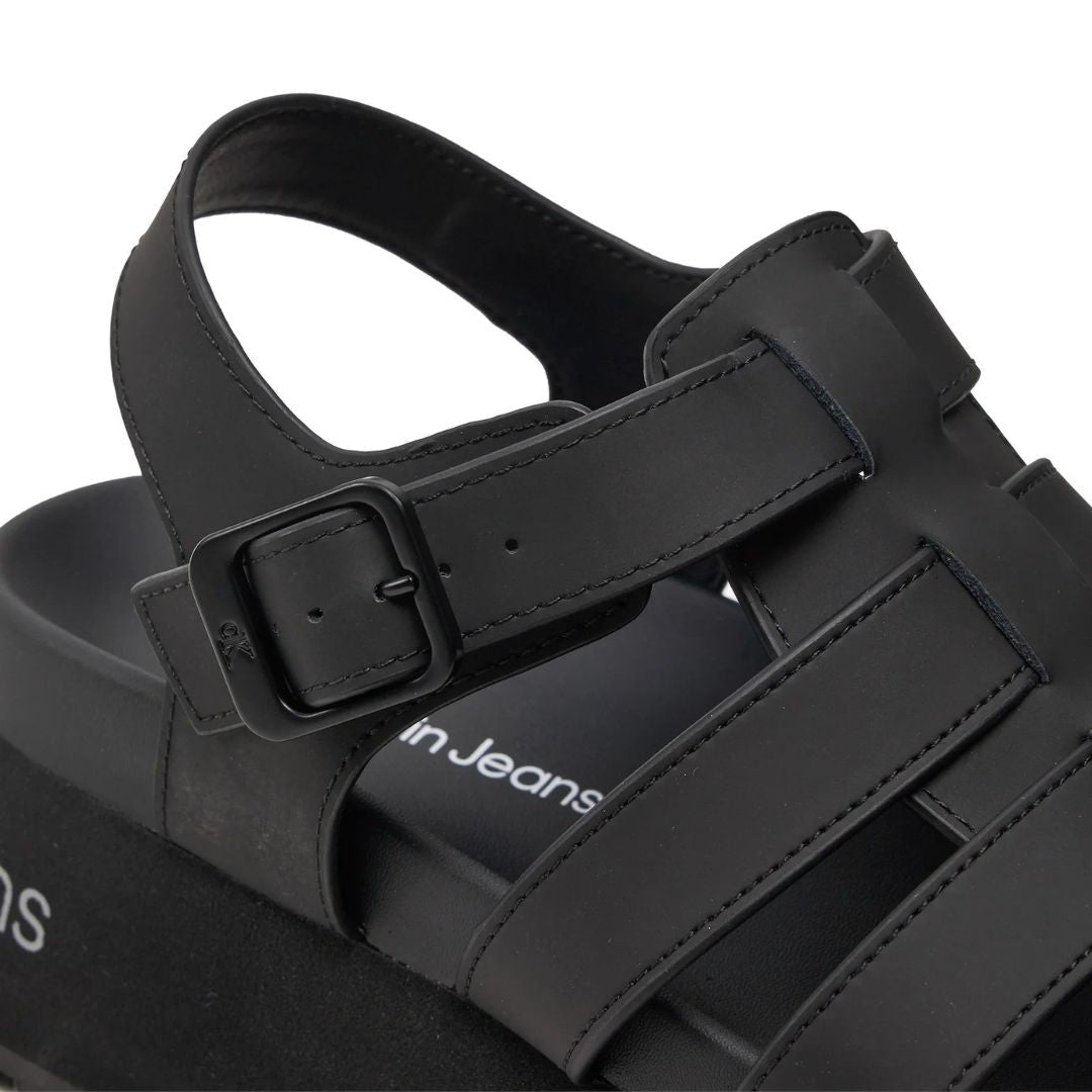 Calvin Klein Jeans Platform Buckle Rubber Mg Mtl Sandals YW0YW01513 - BLK