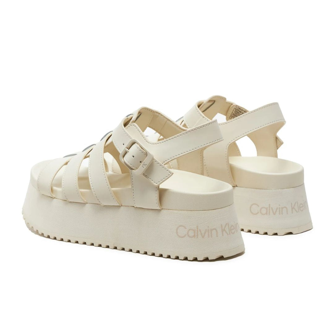 Calvin Klein Jeans Platform Buckle Rubber Mg Mtl Sandals YW0YW01513 - OFFWHT