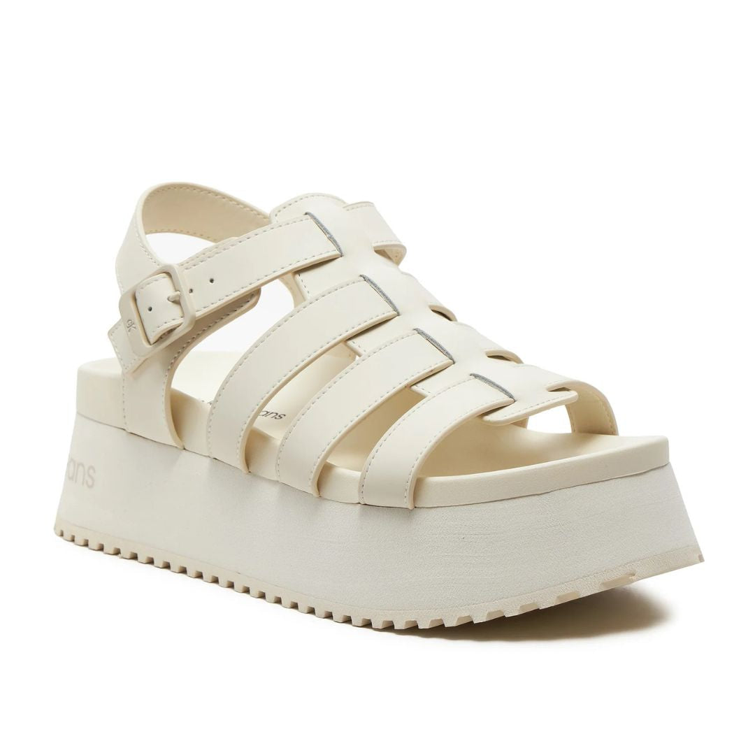 Calvin Klein Jeans Platform Buckle Rubber Mg Mtl Sandals YW0YW01513 - OFFWHT