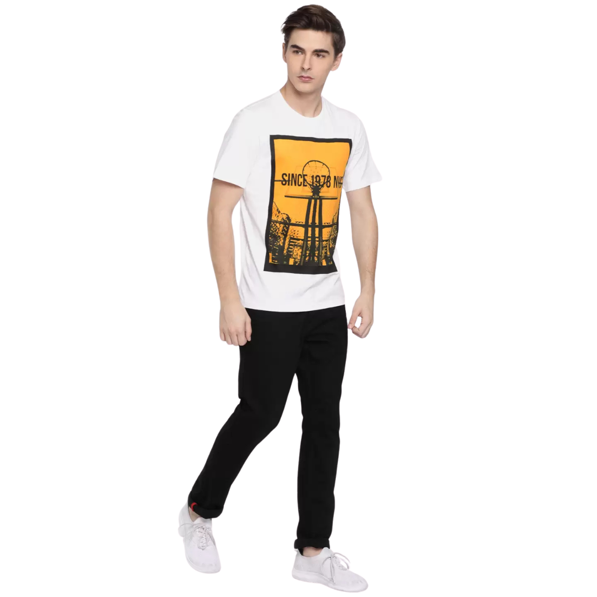 Calvin Klein Jeans Printed Round Neck Pure Cotton T-shirt - WHT