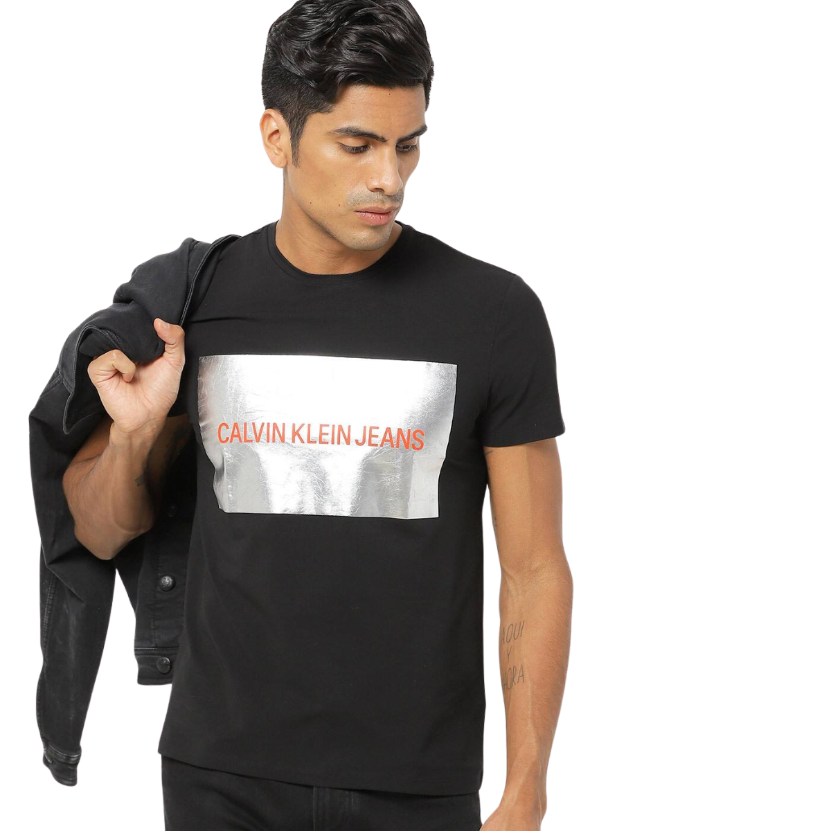 Calvin Klein JEANS Printed Slim Fit Crew-Neck T-shirt - Black / XS