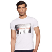 Calvin Klein JEANS Printed Slim Fit Crew-Neck T-shirt - White / XS