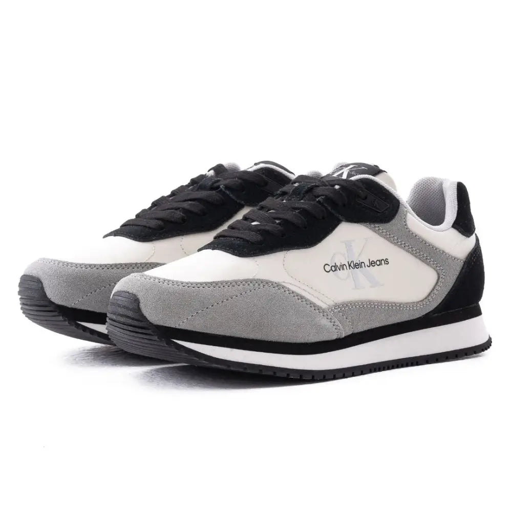 Calvin Klein Jeans Retro Runner Laceup Trainer Women - WHTGRY - 36 / White/Gray - Shoes