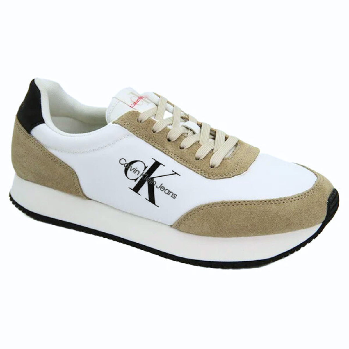 Calvin Klein Jeans Retro Runner SU-NY Mono Trainer - WHTOLVBLK - 40 / White-Olive-Black