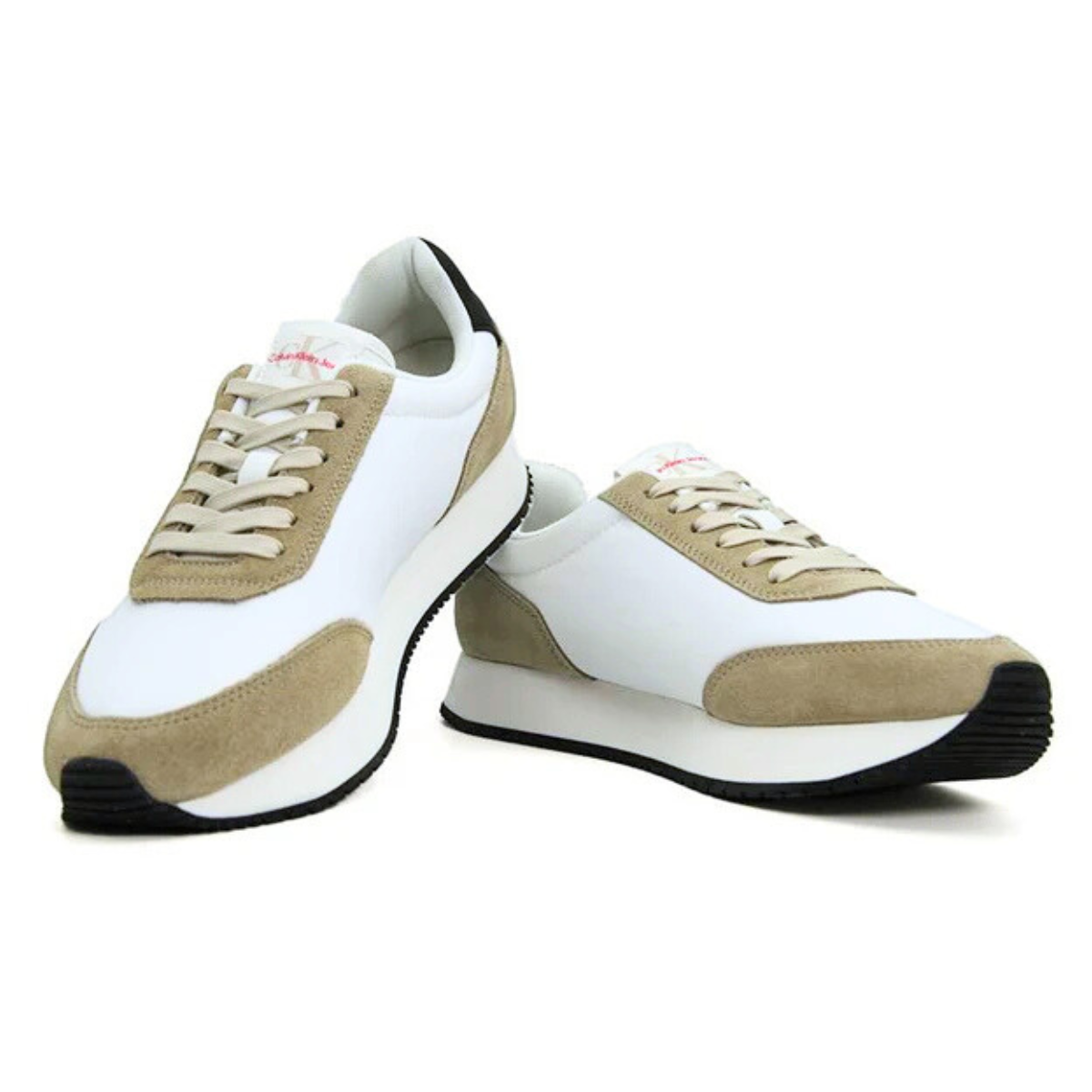 Calvin Klein Jeans Retro Runner SU-NY Mono Trainer - WHTOLVBLK - 40 / White-Olive-Black