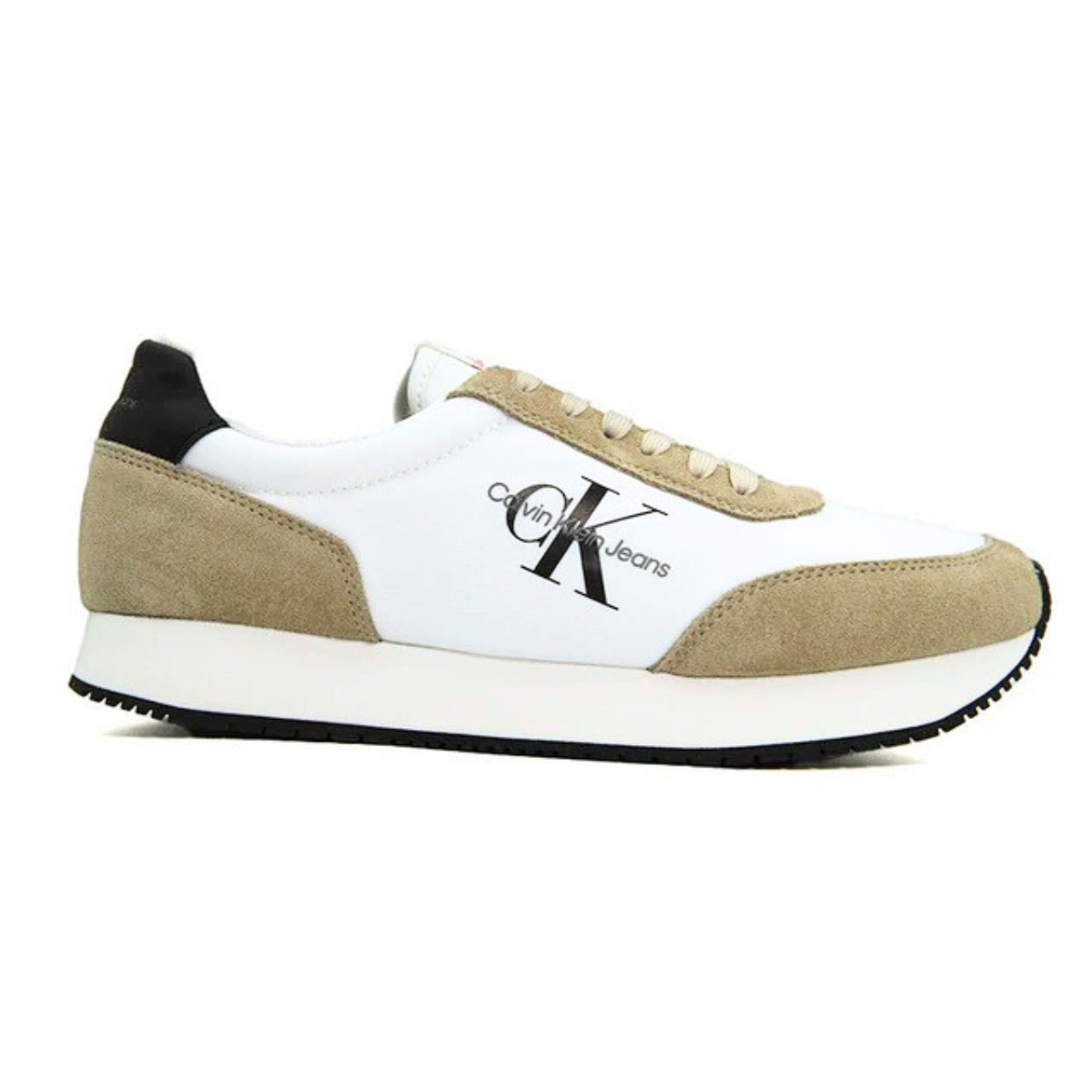 Calvin Klein Jeans Retro Runner SU-NY Mono Trainer - WHTOLVBLK - 40 / White-Olive-Black