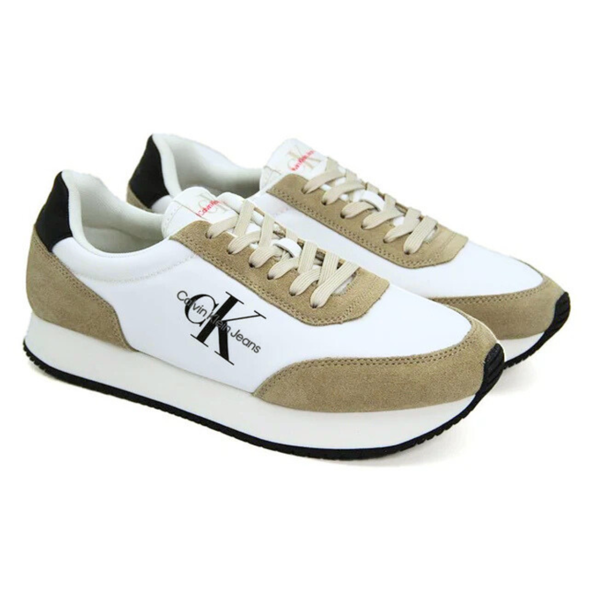 Calvin Klein Jeans Retro Runner SU-NY Mono Trainer - WHTOLVBLK - 40 / White-Olive-Black