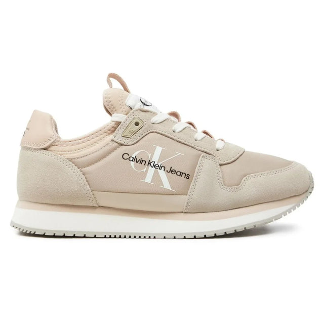 Calvin Klein Jeans Runner Sock Laceup NY-LTH Trainer Women YM0YM00840-BEG - 36 / Beige