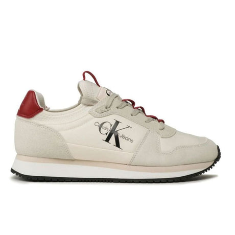 Calvin Klein Jeans Runner Sock Laceup Trainer YM0YM00553-BEGRED - 41 / Beige/ Red - Shoes