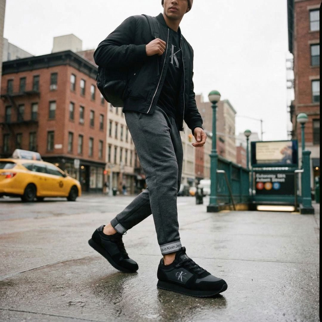 Calvin Klein Jeans Runner Sock Laceup Trainer YM0YM00553-BLKBLK