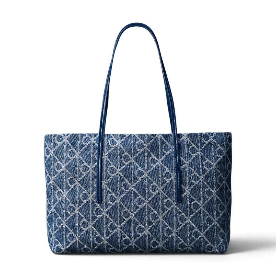 Calvin Klein Large Denim Jacquard Tote Bag - BLU - Blue