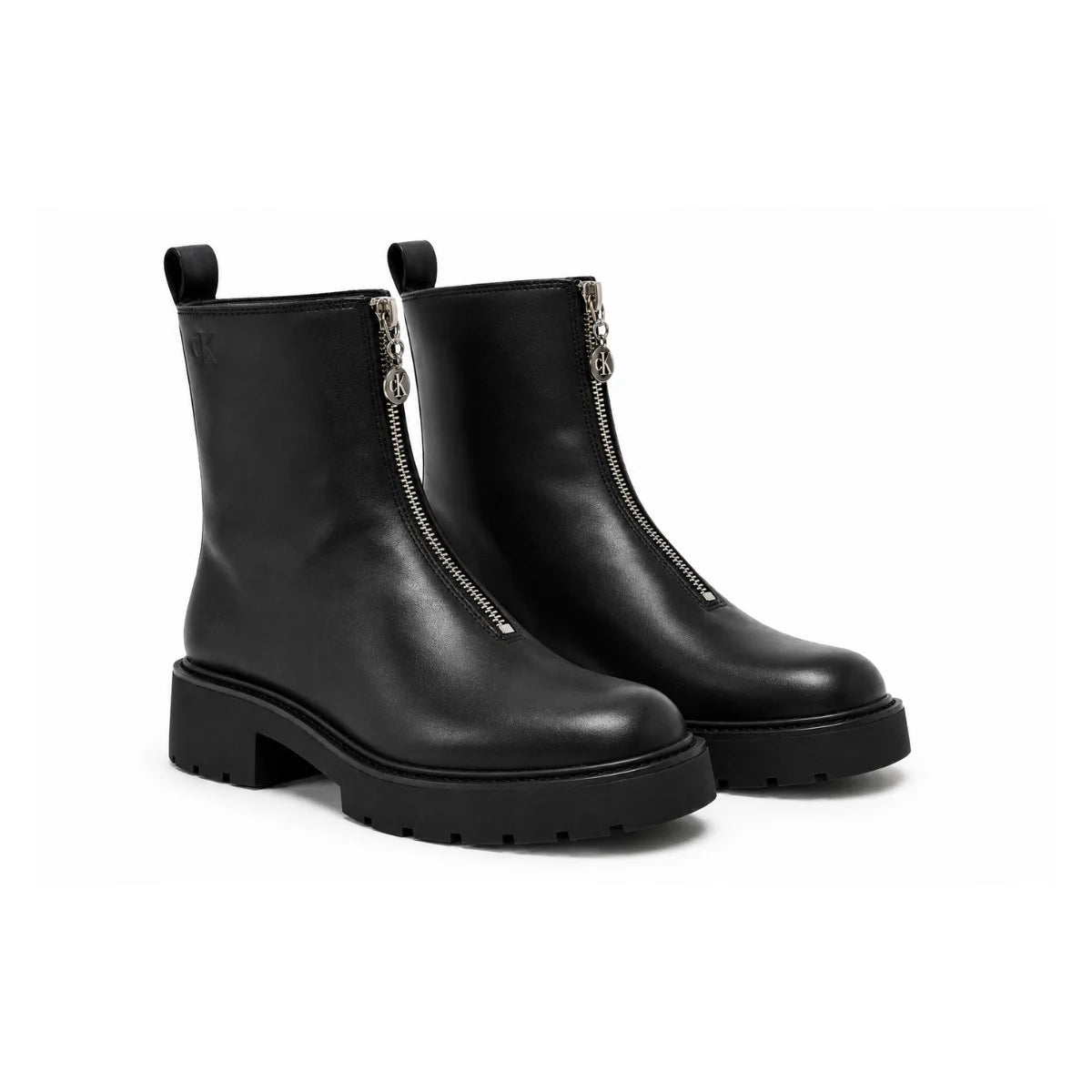 Calvin Klein leather ankle boot zipper - BLK - Black / 37